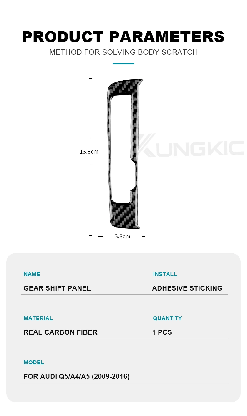Echter, weicher Carbonfaser-Aufkleber für Audi A4 A5 Q5 2009 2010 2011 2012 2013 2014 2015 2016 Schaltpanelle, Innenraumzubehör – Detail 10