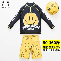 Swimsuit for Boys Plus Fat and Fat Children Long-Sleeved Sun Protection Split Children's Swimsuit for Boys and Teenagers Quick-Drying