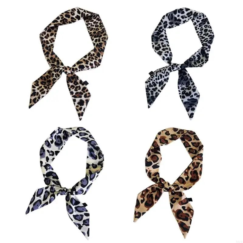 N0PE Unique Leopard Patterned Narrow Neck Scarf Decorative Neckerchief Daily Bag Decorations Fashion Clothing Accessory