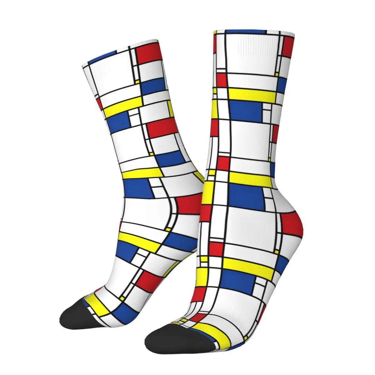 Mondrian Minimalist De Stijl Modern Art Socks Funny Stockings Men Quality Outdoor Sports Socks Autumn Design Anti-Slip Socks