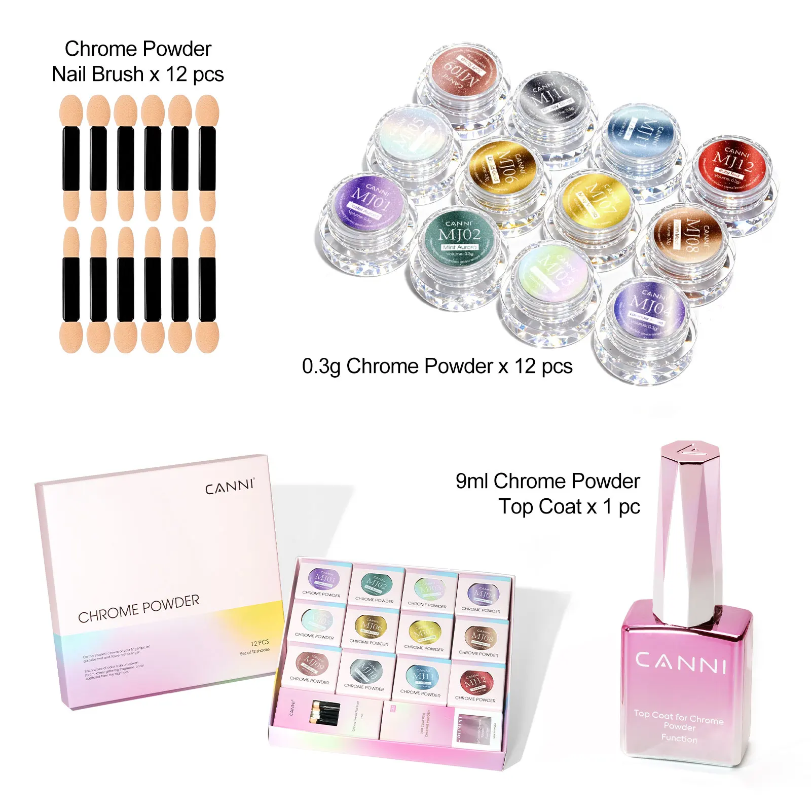 CANNI 9ml Ultra-Glänzender Überlack für Chrom-Puder Spiegeleffekt Perlglanz Metallic-Pigment Abziehbarer UV-Gel Nagelkunst-Dekorationslack – Detail 15