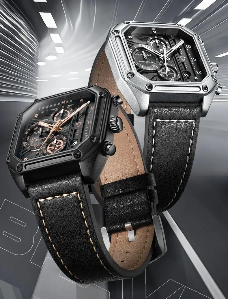 Modne zegarki męski Top markowy Fairwhale luksusowy automatyczny zegar z datą męski skórzany pasek kwarcowy zegarek na rękę Reloj Dropshipping