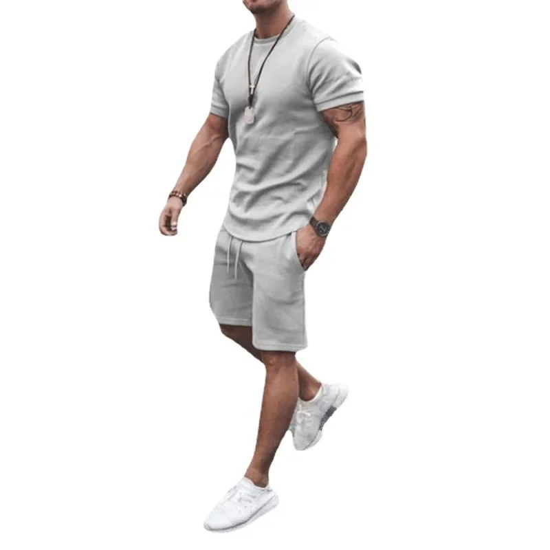 2024 Summertime Men's Solid Suit Short Sleeve Shorts Men's Casual Movement Fashion Big Yards Suit 12 Colors S-4XL Garnitur męski