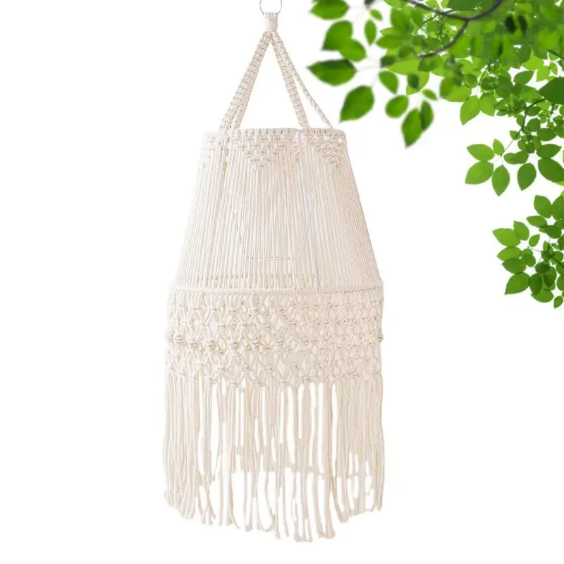 

Tassel Lamp Shade Handwoven Boho Macrame Cotton Rope Lampshade Tapestry Decor Accessory Room Decor Photo Props For Living Room