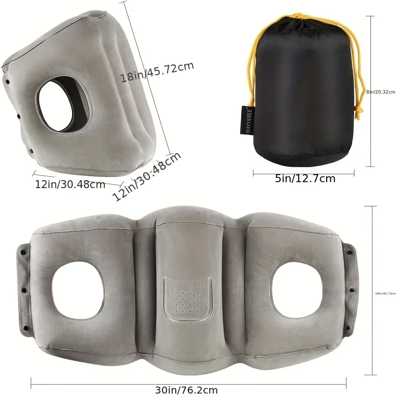 Inflatable Travel Pillow, Airplane Pillow with Super Soft Pillowcase, PVC Fabric, Large Valve Design,  Use As Lumbar Support