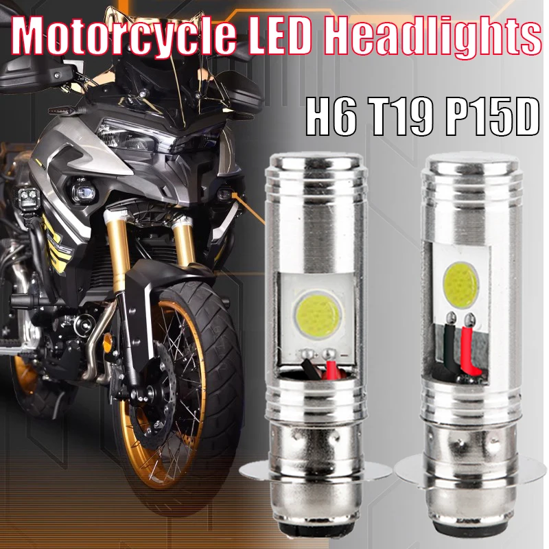 1Pcs H6M H6 P15D LED Motorcycle High Bright Headlight Bulbs Cob Moto Lights Lamp DC12V 6000K White