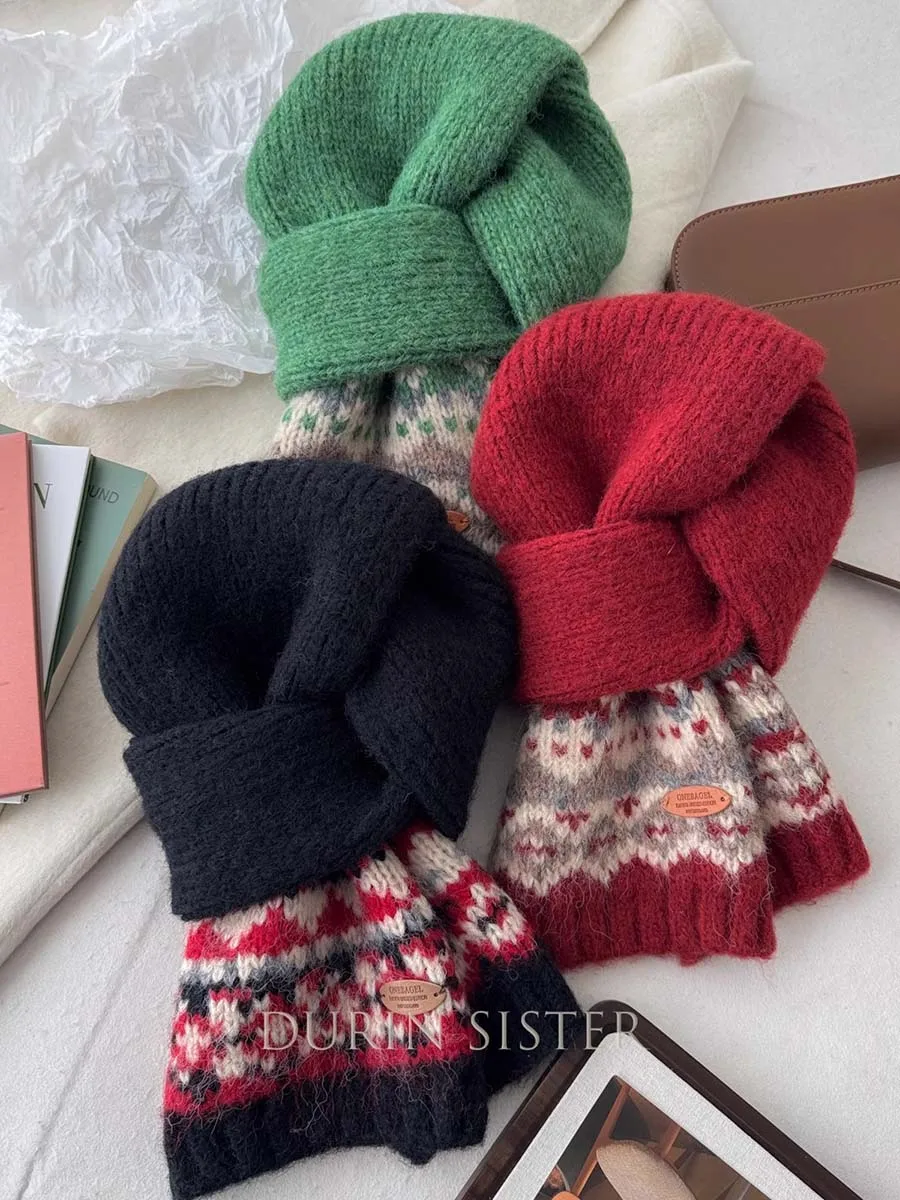 

Мягкий комфортный вязаный волнистый жаккардовый шарф, зимний теплый шейный платок из смеси мохера, унисекс, новогодние подарки, толстый