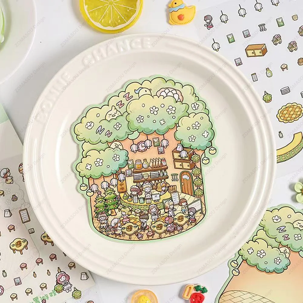 Dreamy Cartoon Water Bottle 3D DIY Landscape Sticker DIY Pocket Cabin Scene Stacking and Pasting Gift for Kid Child Student