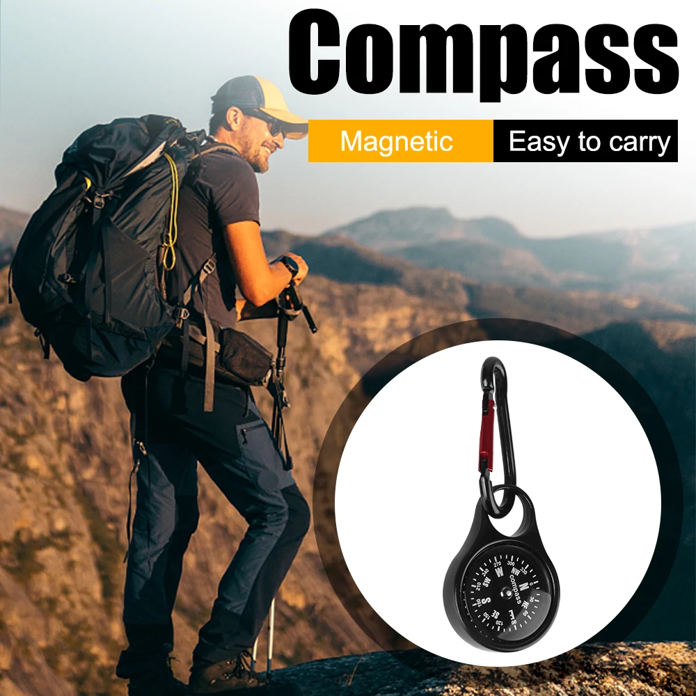 

Compass Zinc Alloy For Outdoors Hiking Backpacking Camping Accessory Carabiner Clip Snap Hook Portable Magnetic