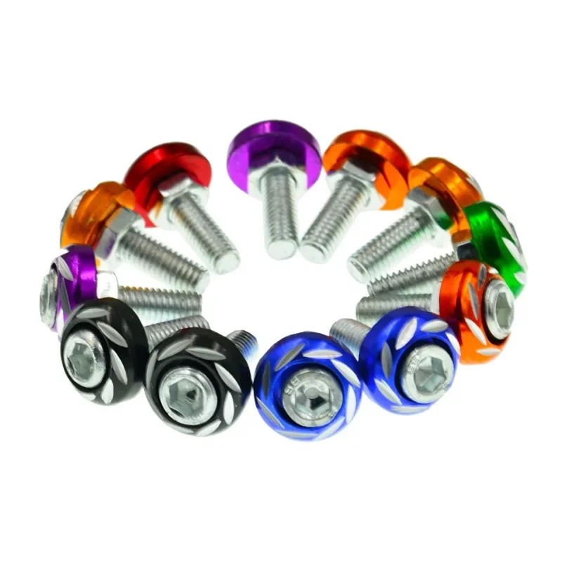 5PCS Motorcycle Modification Accessories, Accessories, Round Carved Colorful License Plate Screws