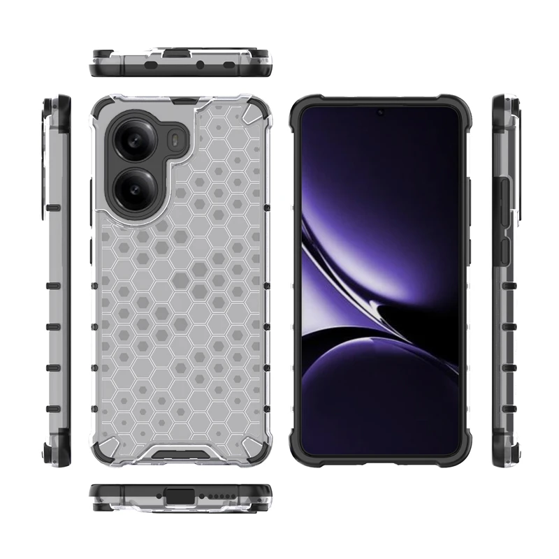 Transparent Phone Case For Xiaomi Poco X7 Pro Anti-knock Honeycomb Armor Back Case For Poco X7 Pro 5G Cover For Poco X7 Pro Case