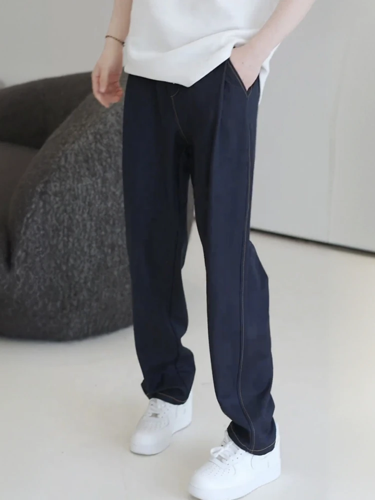 

Новые летние мужские повседневные джинсы свободного прямого кроя, немнущиеся, дышащие, комфортные, из ионного денима