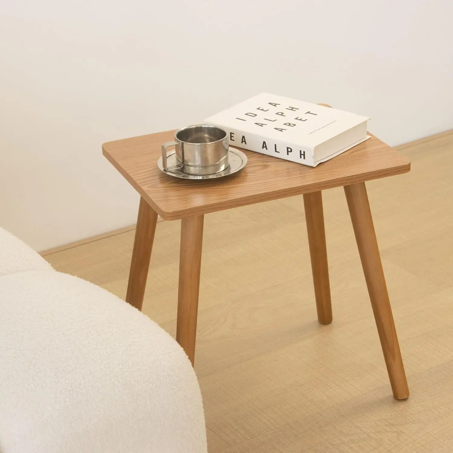 Mid Century Modern Side Table, Small End for Living Room Bedroom Office Small Spaces, Modern Side Table Nightstand with Solid