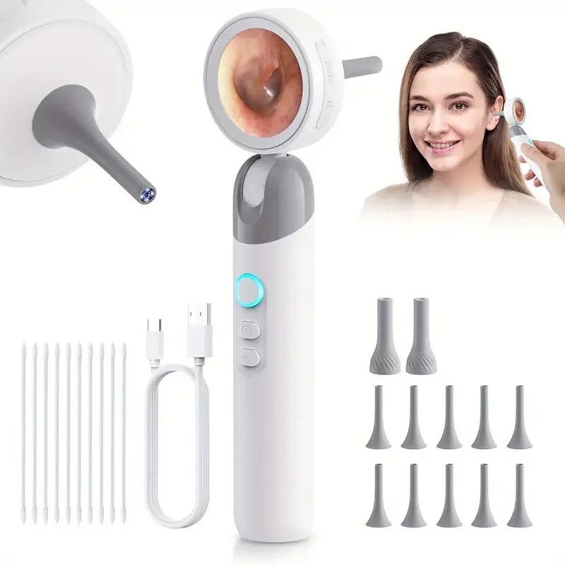1.38'' Ear Camera Wit IPS Display and 1080P Camera Ear Check Portable Inspector for Ear Mouth Pet With 12tips Replaceable Tools
