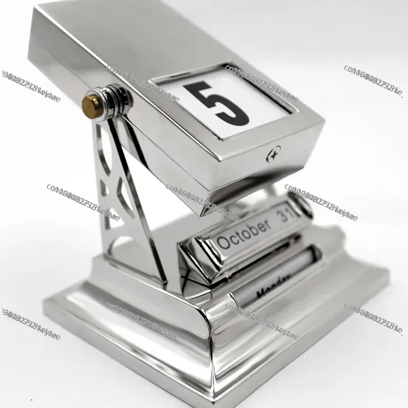 New Flip Metal Desk Calendar Crafts Business Russian English Creative Perpetual Calendar