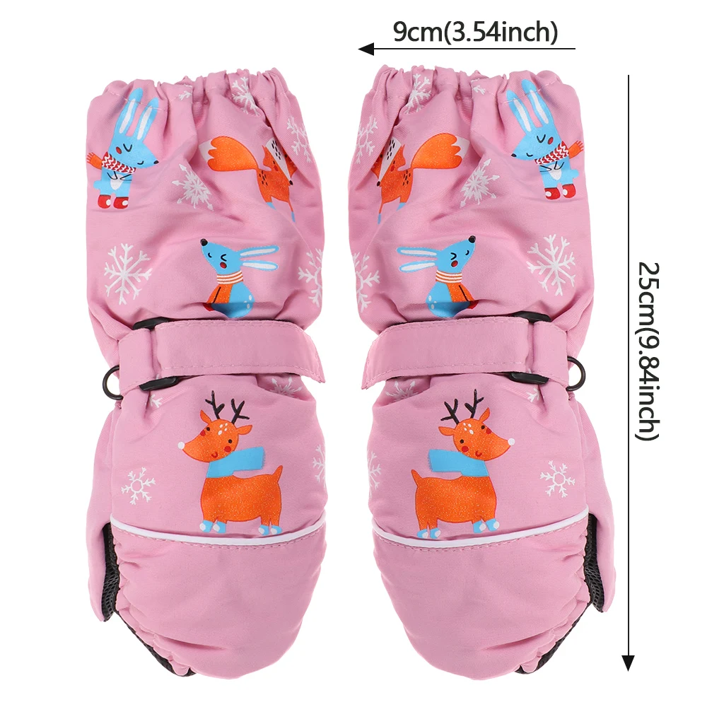 Cute Cartoon Winter Children Ski Gloves Thick Warm Non-slip Mittens Waterproof Windproof Outdoor Sports Gloves