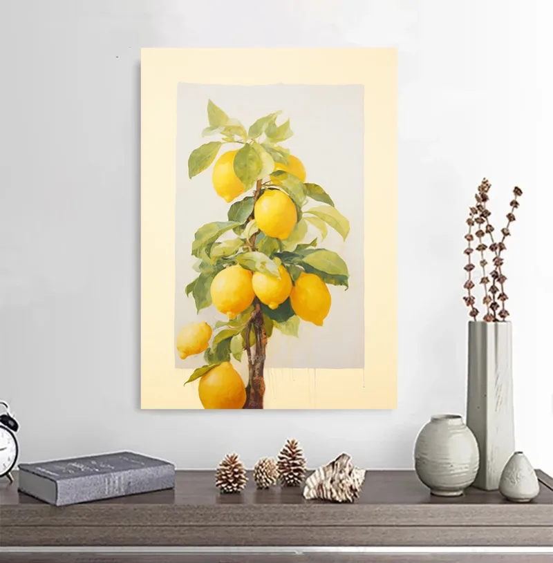 ملصق رسم قماشي عتيق لديكور المنزل ، شجرة الزيتون ، الفراولة ، الخوخ ، جوز الهند ، الليمون ، الموز ، الفاكهة ، غرفة المعيشة ، المطبخ