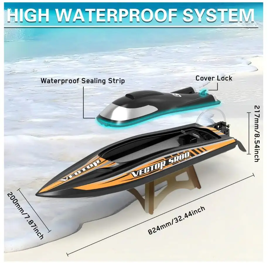 Volantex New Arrival Vector SR80 798-4 60km/h High Speed Racing RC Boat With Brushless Motor Auto Roll Back ABS Plastic Hull RTR