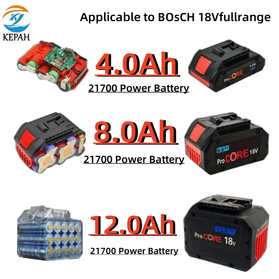 Batterie de remplacement série haut de gamme 18 V ProCORE, nouvelle batterie 21700, adaptée aux outils Bosch gamme complète 18 V, 4,0 Ah, 8,0 Ah, 12,0 Ah