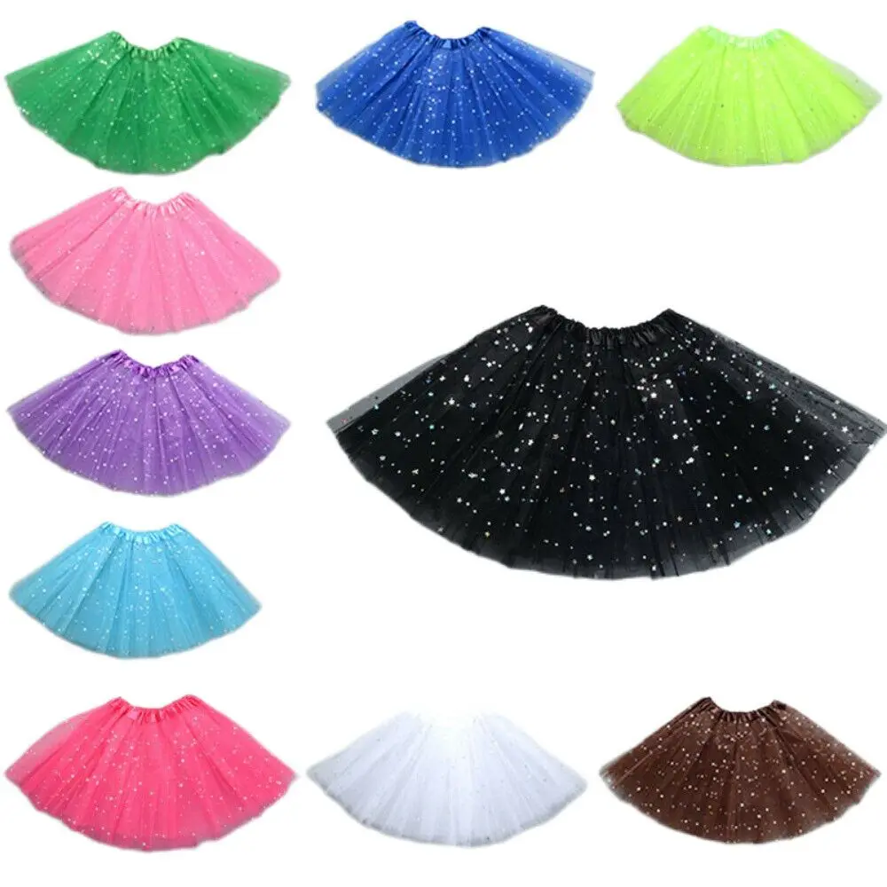 

3 Layers Tutu Skirt Princess Ballet Dance Petticoat Fancy Dress Party Dress Sparkling Girls