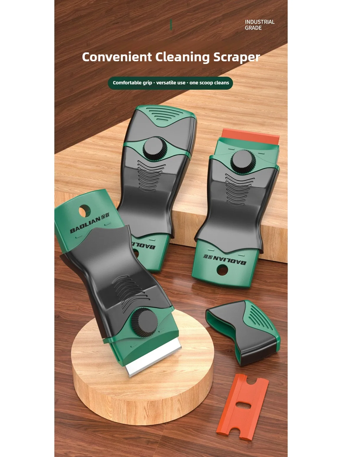 BAOLIAN Grattoir à lame de rasoir en plastique et métal, nettoyant pour vitres, film vinyle et outil de retrait d'adhésif pour voiture et maison