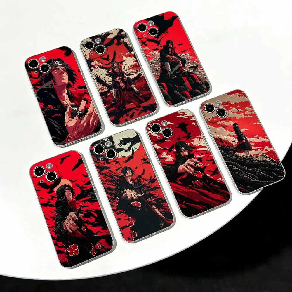 Coque NARUTO Itachi Uchiha en TPU ultra-transparente, fine, légère et antichoc pour iPhone 17 16 15 14 13 12 11 Pro Max Plus Mini