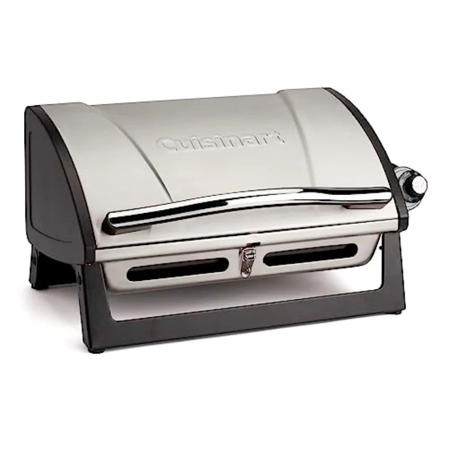

Портативный газовый гриль Grillster из нержавеющей стали, компактный гриль для барбекю с запирающейся крышкой для удобной транспортировки, 8000 BTU, пропановый гриль