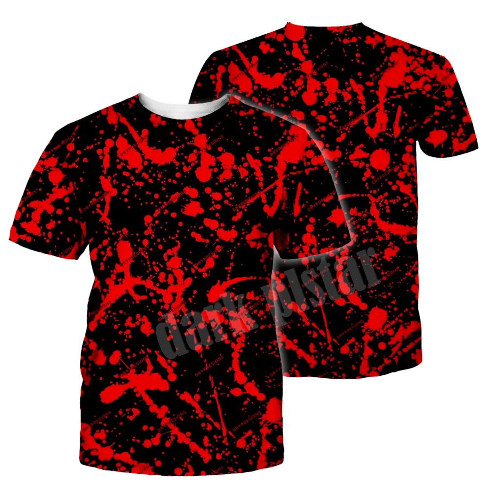 3D Dripping Blood Skull Print T Shirt Men Summer New O Neck Short Sleeve Tees Tops Fashion Style Male Clothes Casual T-shirts