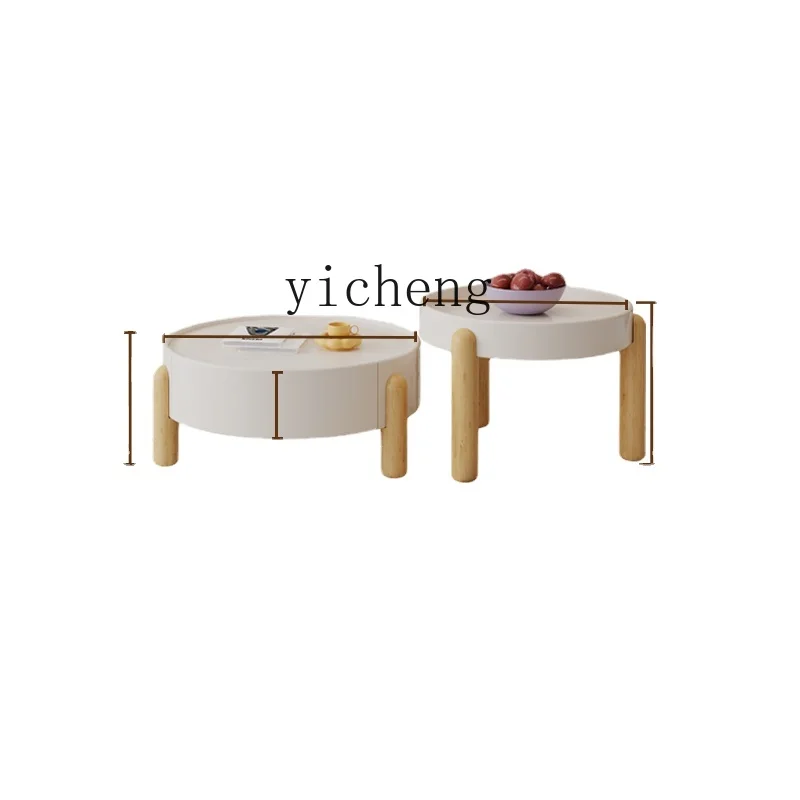 

Yy Cream Style round Size round Coffee Table Combination Living Room Home Modern Minimalist