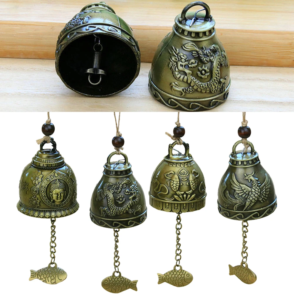 Wind Chimes Bells Metal Vintage Carve Wind Chimes Bell Copper Yard Garden Decor Windbell Outdoor Hanging Home Temple Ornament