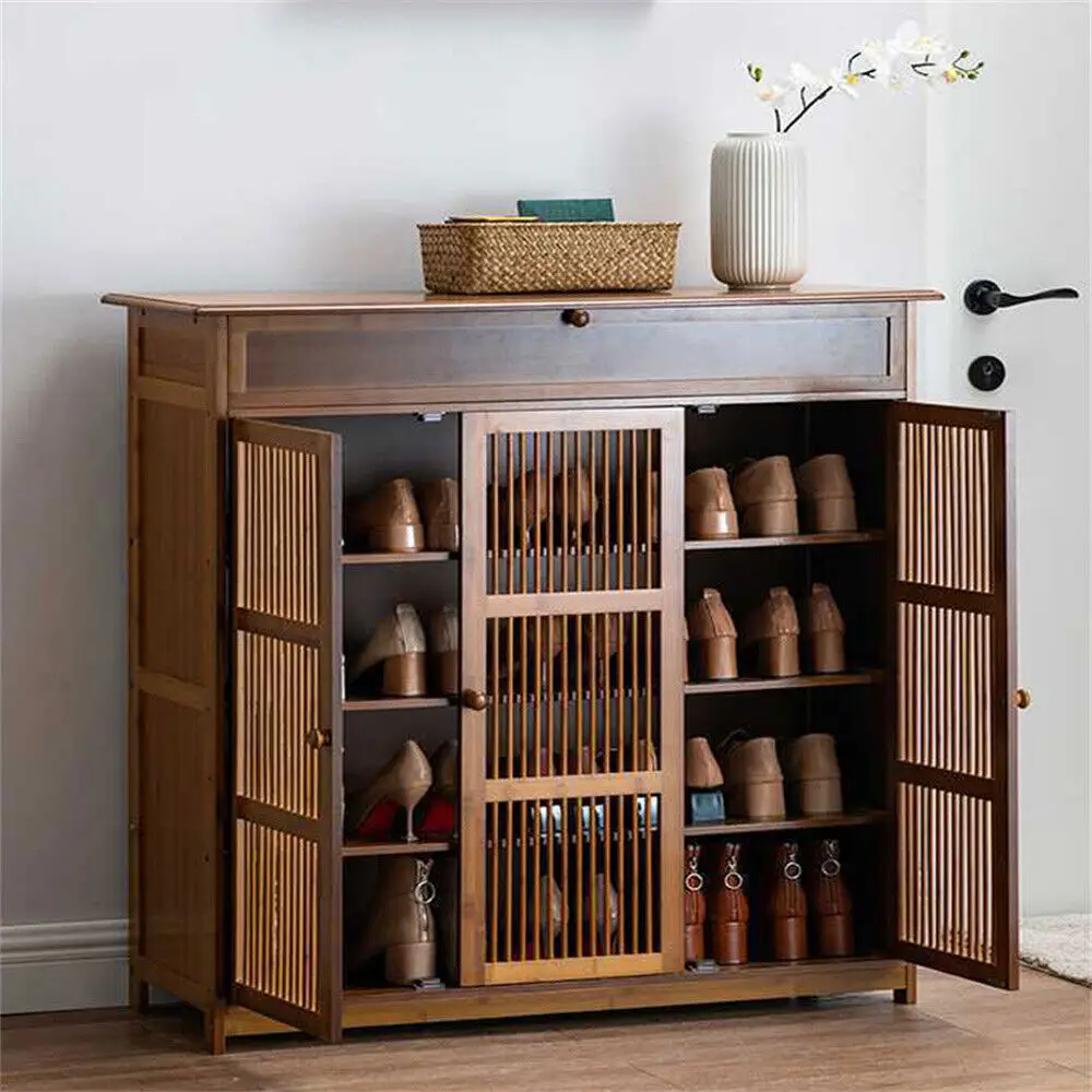 

Large Wooden Shoe Cabinet Storage Cupboard Unit Shoe Rack Housekeeping Organiser