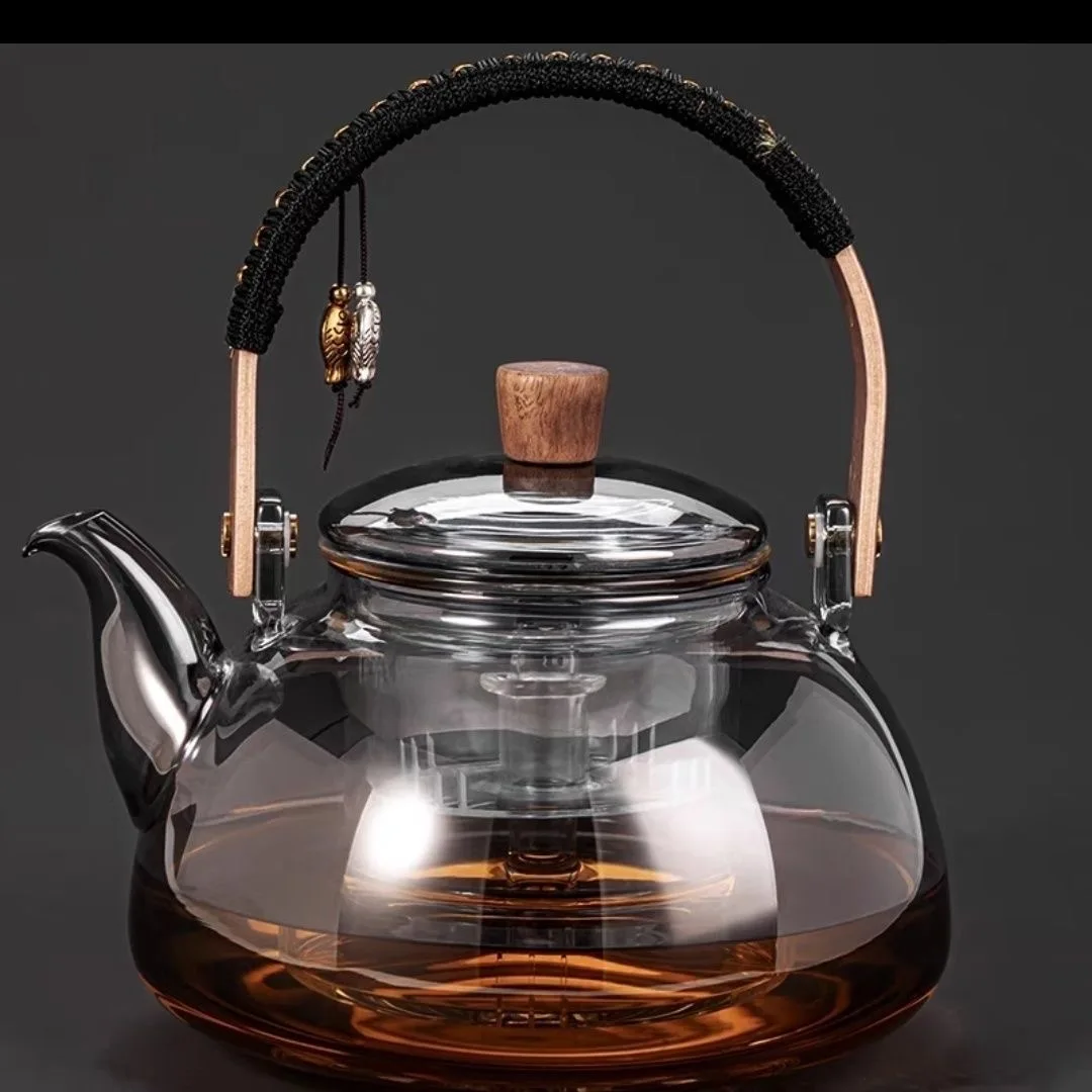 

Glass Tea Pots Gas Stove Induction Cooker Water Kettle Chinese Style Teapot With Filter Heat resistant Flower Tea 1200/1200ML