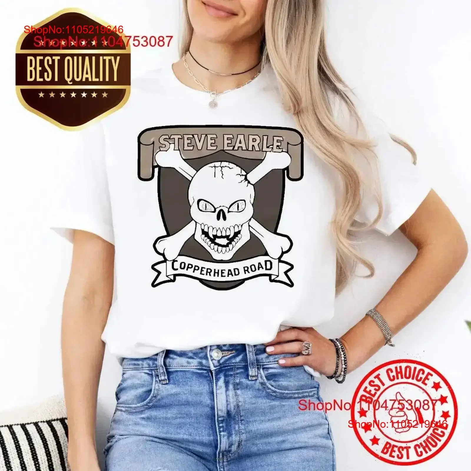 Hot Steve Earle Copperhead Road Skull T Shirt S73688 vintage Washed Breathable Stretched streetwear Versatile homme Slightly