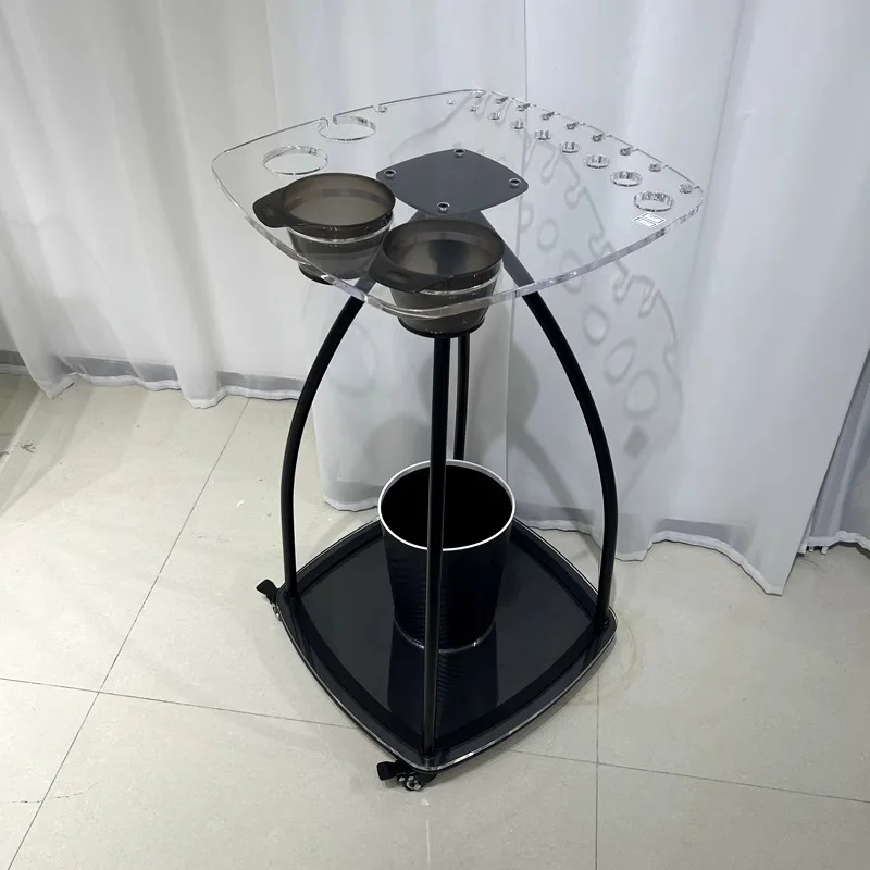 Barber Shop Perm Dye Hair Rolling Cart Nordic Acrylic Panel Storage Shelf Creativity Salon Trolley Utility Salon Furniture