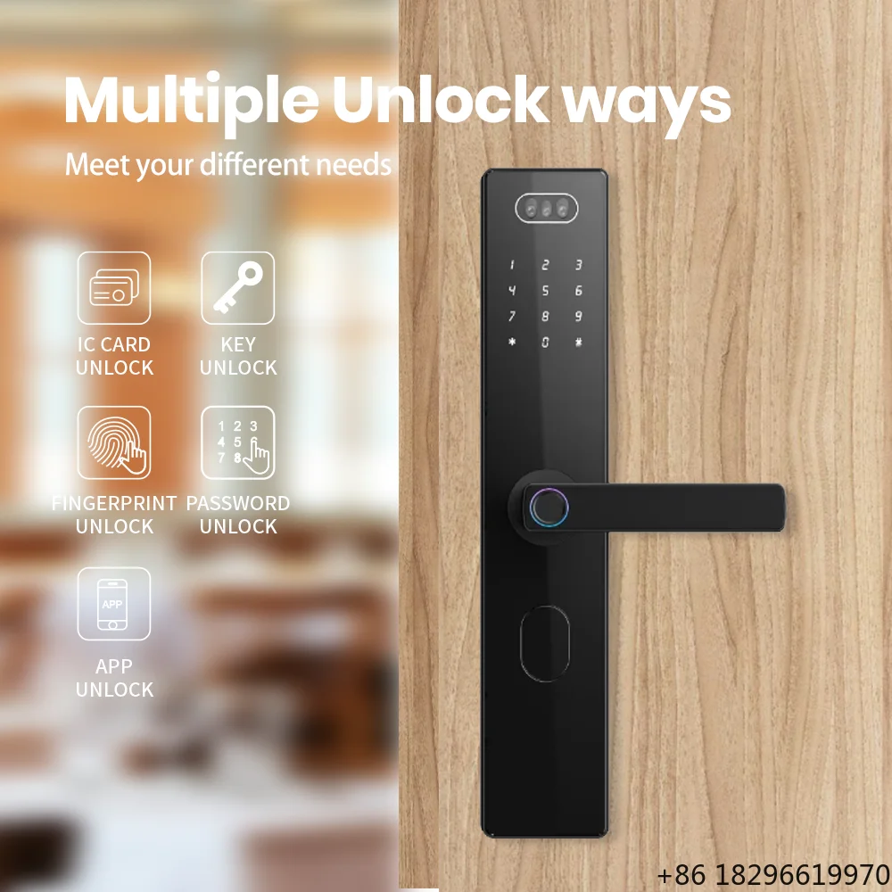 P07 Smart Durable Auto-unlock Home Use Safety Security Fingerprint Password Cateyes Wood Hotel Bedroom Door Lock