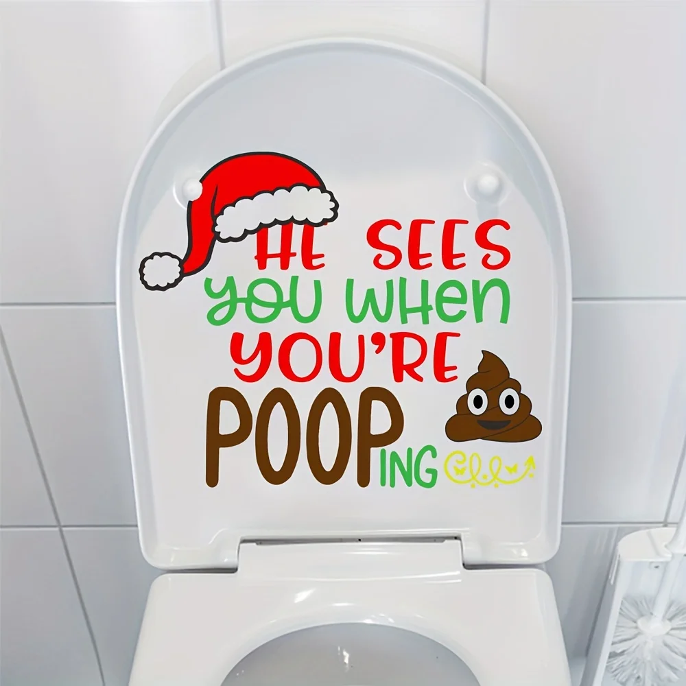 A creative Christmas hat letter pattern sticker, toilet lid decoration sticker, toilet water tank self-adhesive sticker