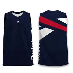 Men's Luxury Brand Short Sleeve Spliced Print Summer Men's Quick Drying Vest Running Men's Basketball Football Sleeveless Vest