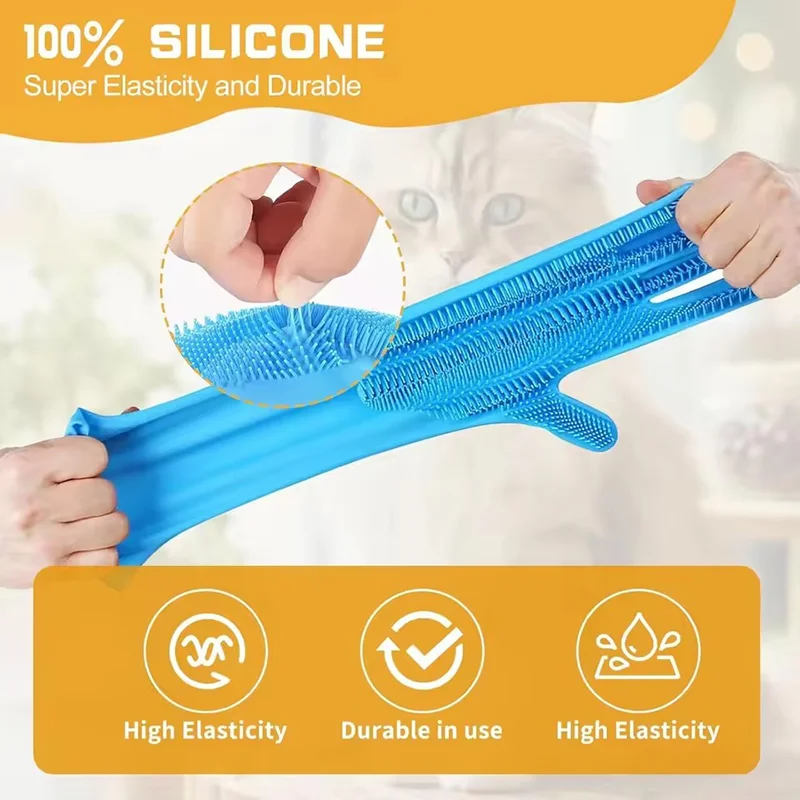 Haustier-Silikon-Badehandschuh Kratzfest Bissfest Hunde- und Katzen-Pflegebürste Teddy Golden Retriever Massage-Scrubber Haustier-Reinigungshandschuh – Detail 5
