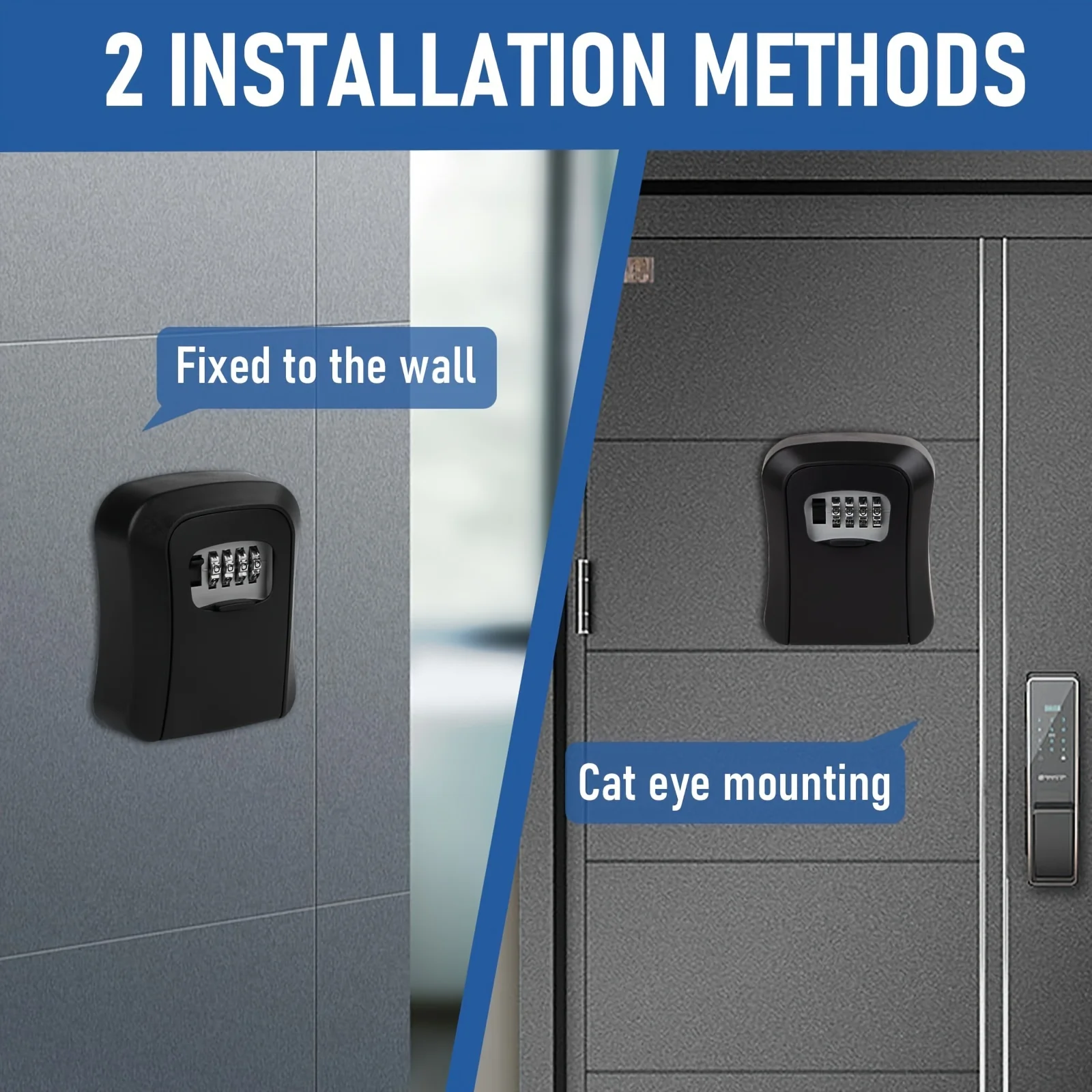 Key Lock Box Wall Mounted 4 Digit Combination Lockbox For Hotel Key Safe Security Storage 5 Keys Large Capacity Resettable Code