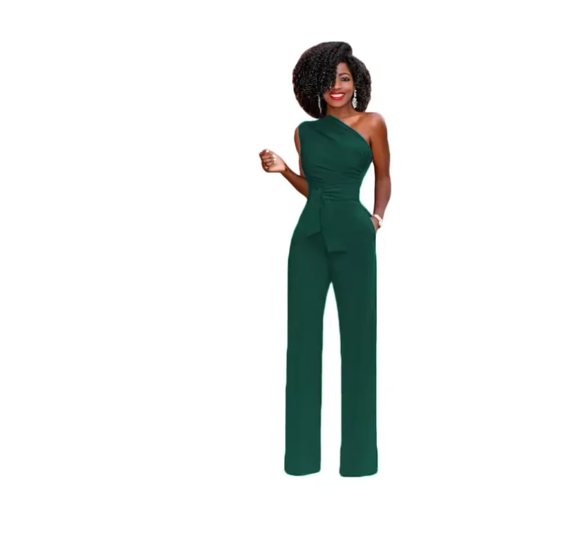 2025 Women Off Shoulder Casual Jumpsuits Wide Leg Pants Summer Elegant Rompers Womens Jumpsuit Party Overalls Female