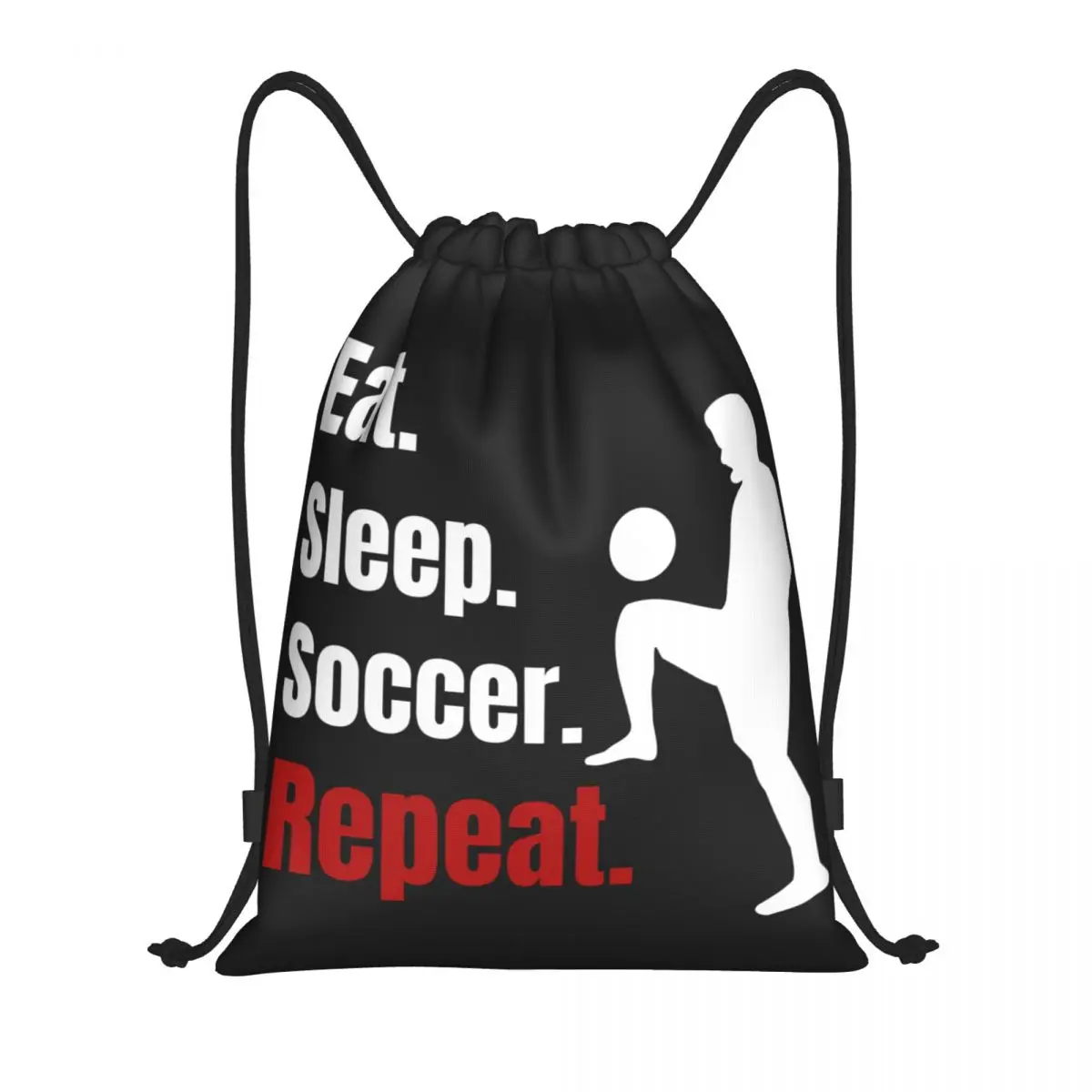 Eat Sleep Soccer Repeat Drawstring Backpack Sports Gym Bag for Women Men Funny Soccer Player Training Sackpack