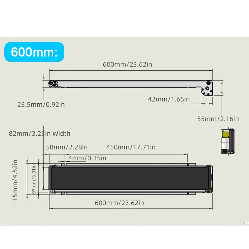 Mini Belt Conveyor Machine 600mm Conveyor Belt Machine PU Belt Vending Machine DC 24V Cargo Channel Track Cargo Lane