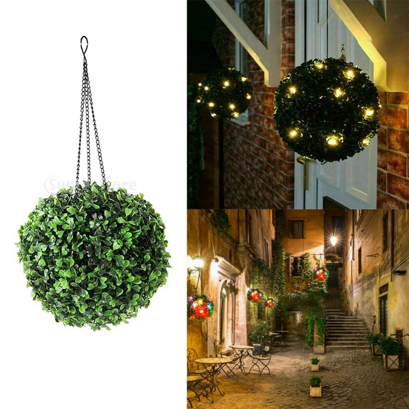 

Waterproof Solar Lantern Hanging Garden Patio Decor 25 LED Topiary Ball Lamp