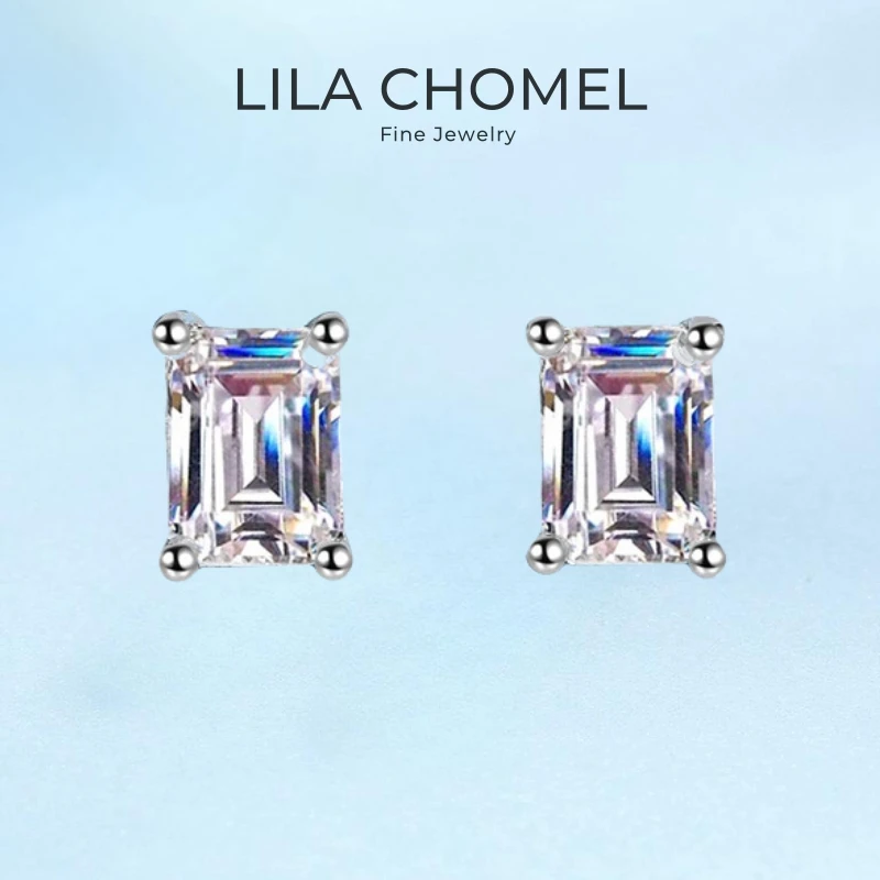 

Women Valentine's Day 18K White Gold Stud Earrings Wedding Jewelry 1/2CT Moissanite Diamond PT950 Platinum Girl Birthday Gift