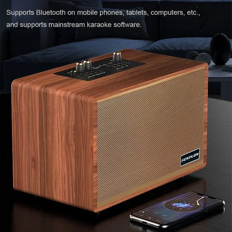 60W Powerful Retro Bluetooth Speaker Wooden Music Player Support Card Insertion Hifi Subwoofer for Phone TV Home Theater System