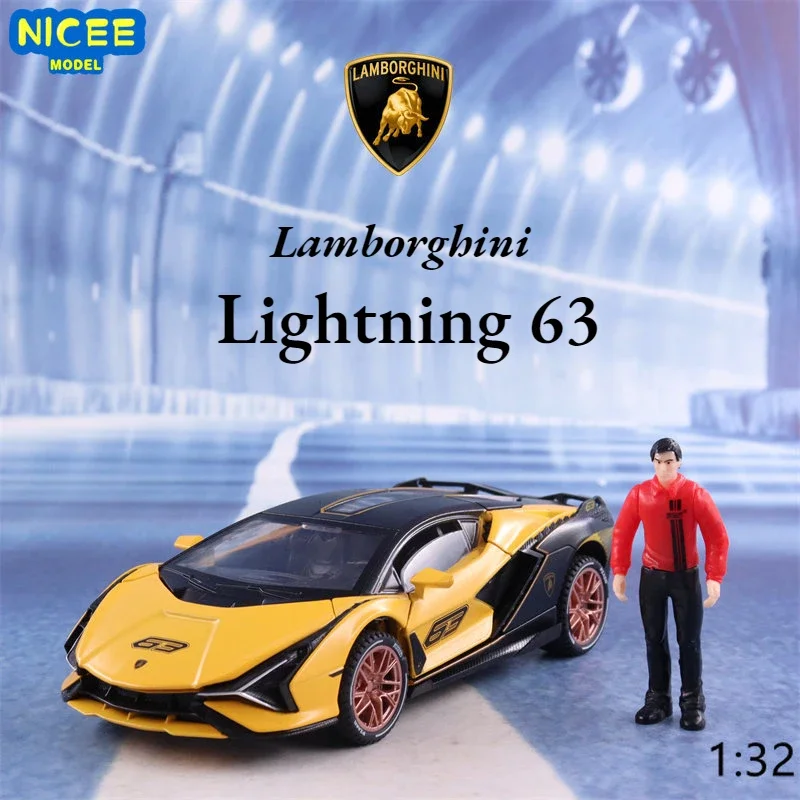 

1:32 Lamborghini Lightning 63 Sports Car Diecast Metal Alloy Model Car Pull Back Car Children Gift Collection A437