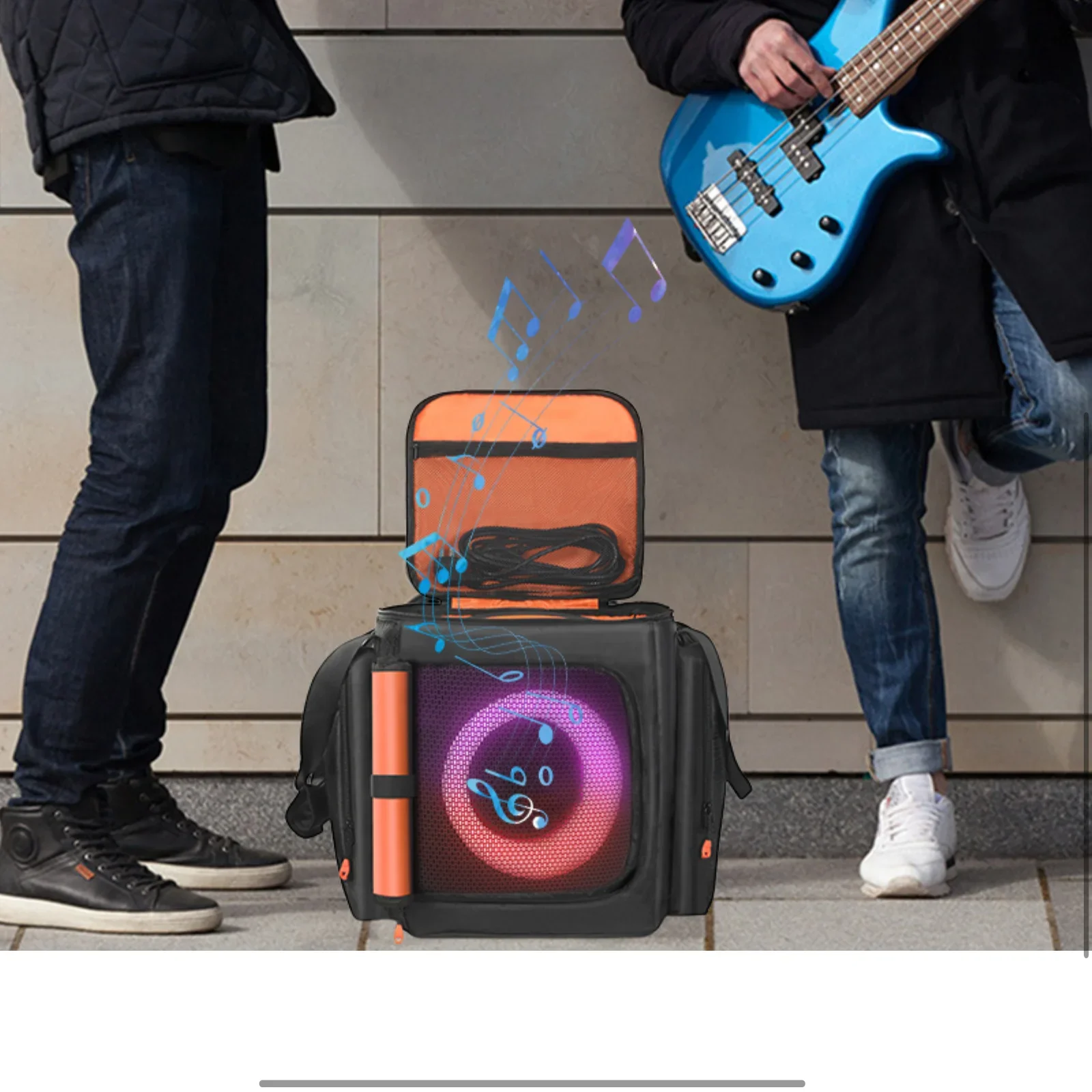 For JBL Partybox Encore Essential 2 Padded Speaker Protective Cover Shockproof Double-Sided Speaker Storage Bag with Mic Pocket