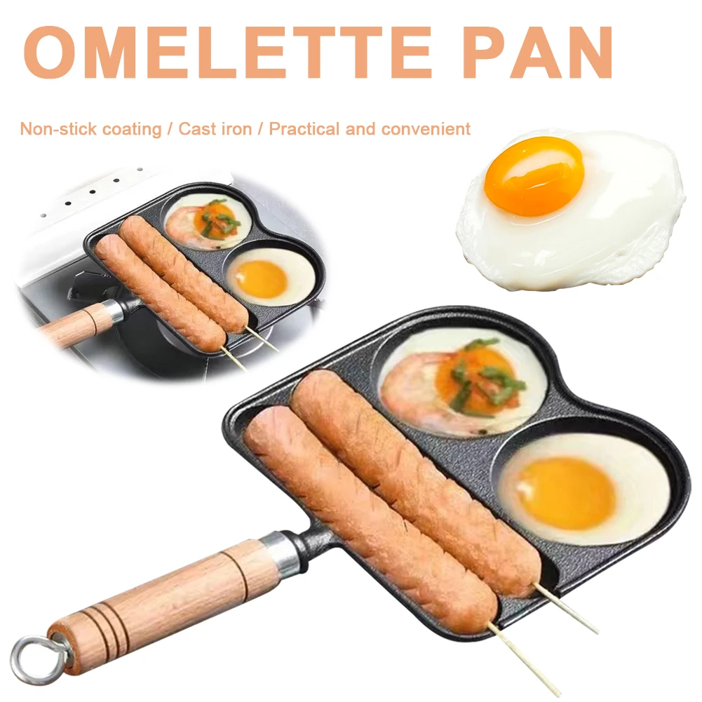 

Сковорода для яиц, 4-секционная сковорода с антипригарным покрытием и термостойкой ручкой, подходит для газовой плиты и индукционной посуды