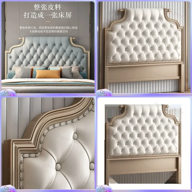 Luxury Solid Wood Headboard Soft Upholstered Backrest for Bed Frame American Style Thin Floor Tatami Design 1.5m 1.8m Single