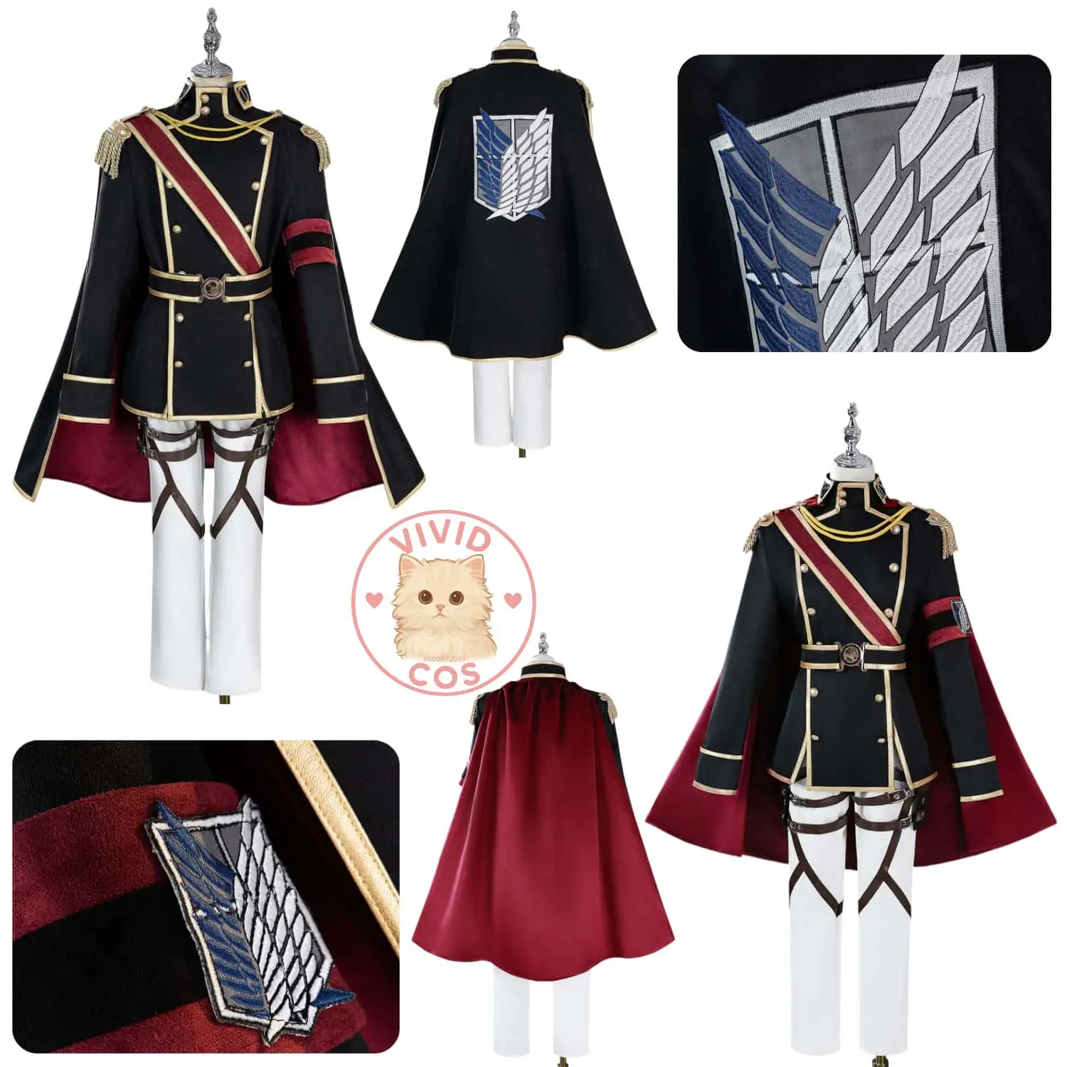 

Manga Attack on Titan Cosplay Costume Anime Levi Mikasa Role Playing Ceremonial Uniform Set for Men Women Adult Comic Con Party